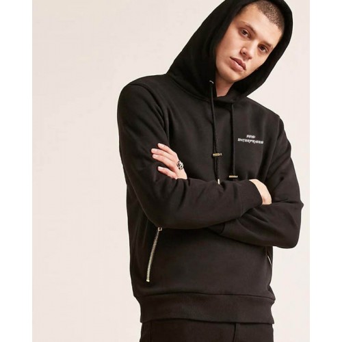 Black-Street Hoodie Gold Zipper Pocket